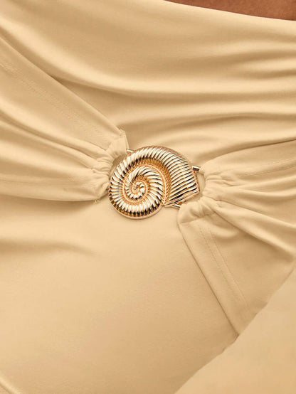 Metal Tokalı Düşük Bel Mini Etek Niebbla