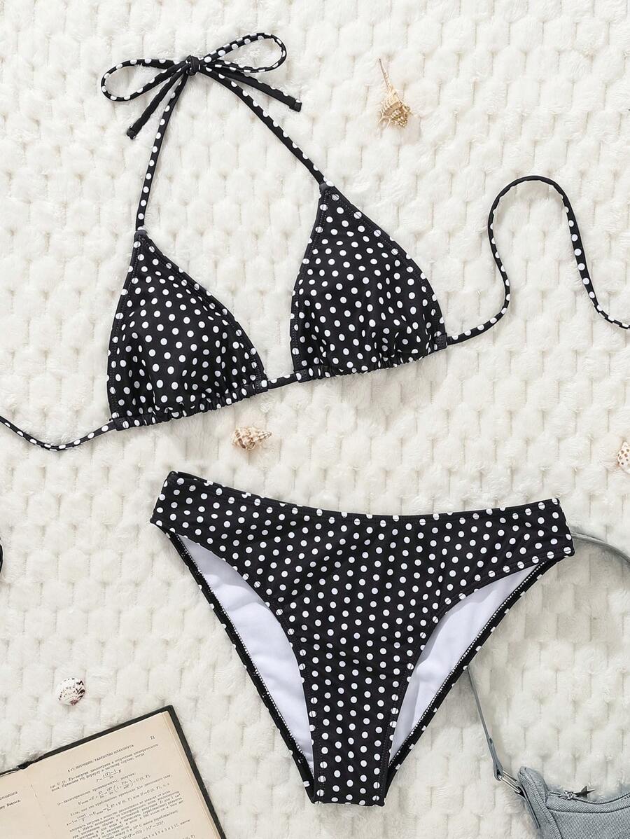 Çiçek Desenli Halter Bağcıklı Bikini Takımı Niebbla