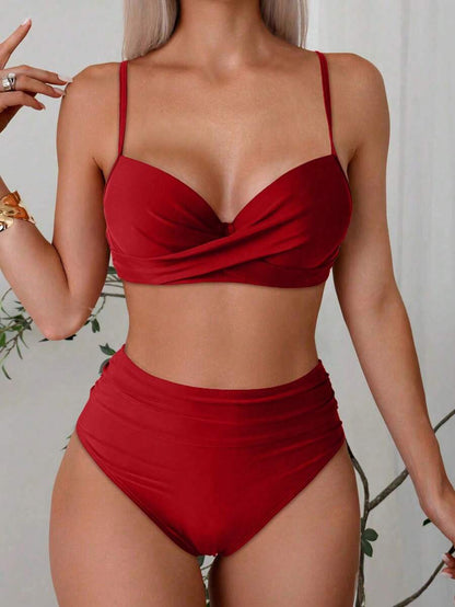 Askılı Yüksek Bel Balenli Bikini Takımı Niebbla