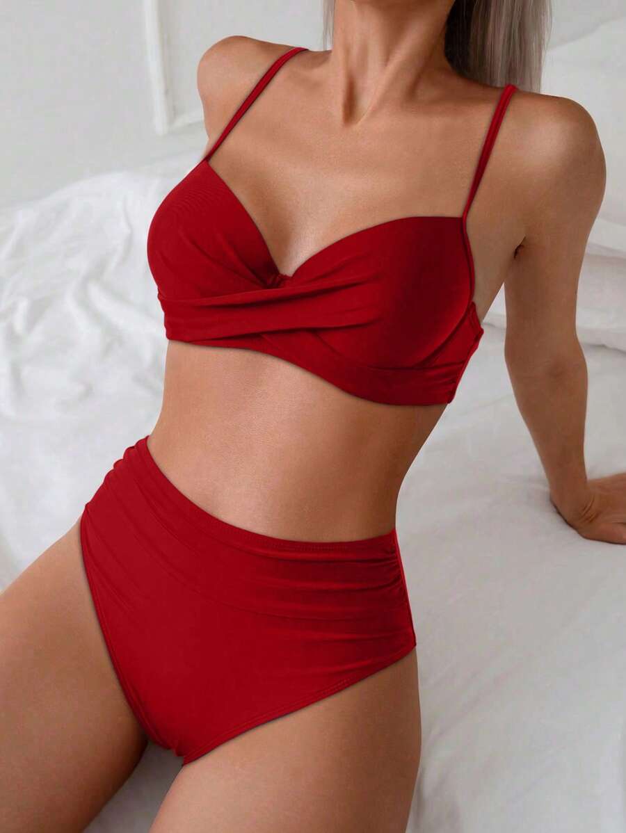 Askılı Yüksek Bel Balenli Bikini Takımı Niebbla