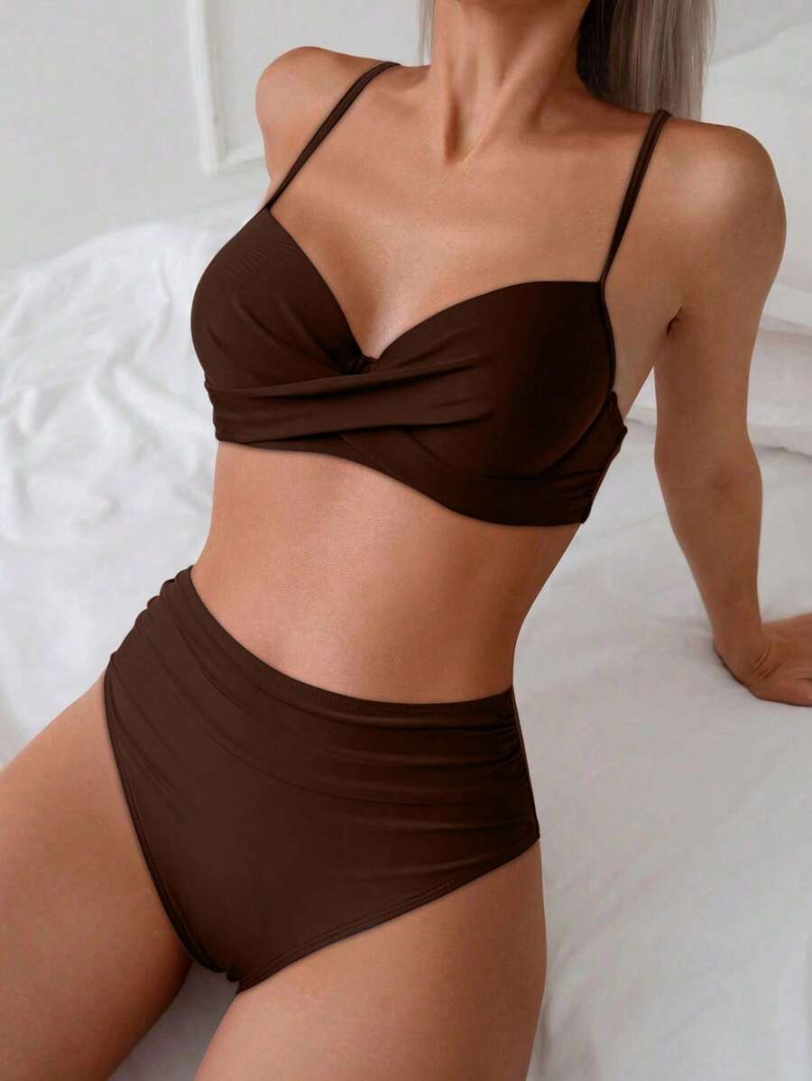 Askılı Yüksek Bel Balenli Bikini Takımı Niebbla