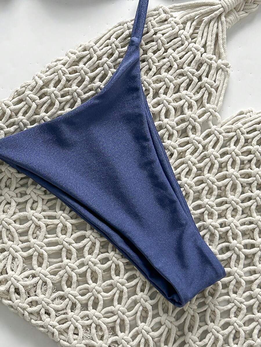 Pembe Straplez Bağcıklı Metal Detaylı Bikini Takımı Niebbla