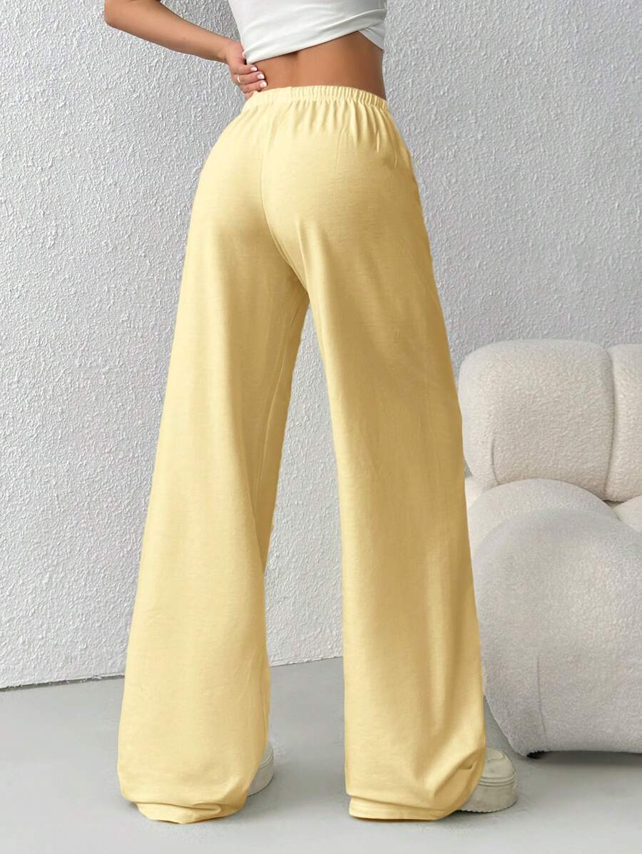Düz Renk Bağcıklı Bel Düz Paça Jogger Pantolon Niebbla