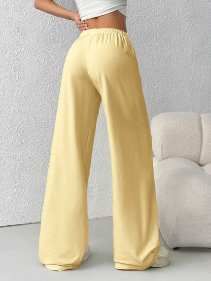 Düz Renk Bağcıklı Bel Düz Paça Jogger Pantolon Niebbla