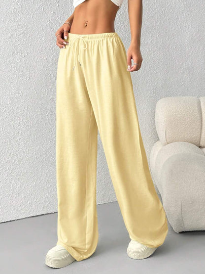Düz Renk Bağcıklı Bel Düz Paça Jogger Pantolon Niebbla