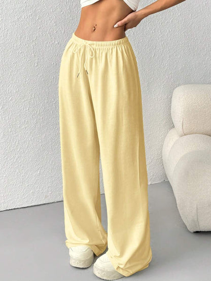 Düz Renk Bağcıklı Bel Düz Paça Jogger Pantolon Niebbla