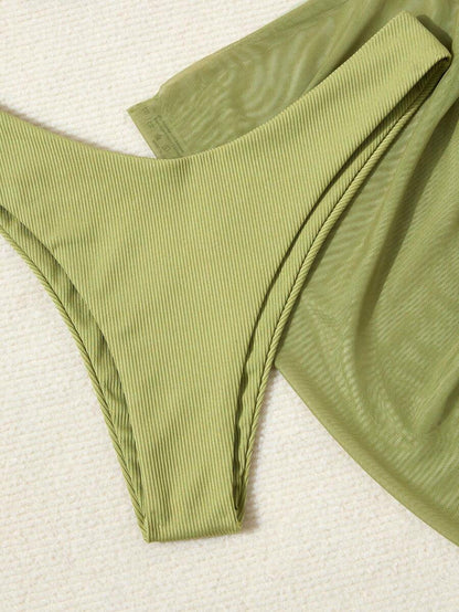 3'Lü Balenli Bikini Takımı Ve Örgü Plaj Eteği Niebbla