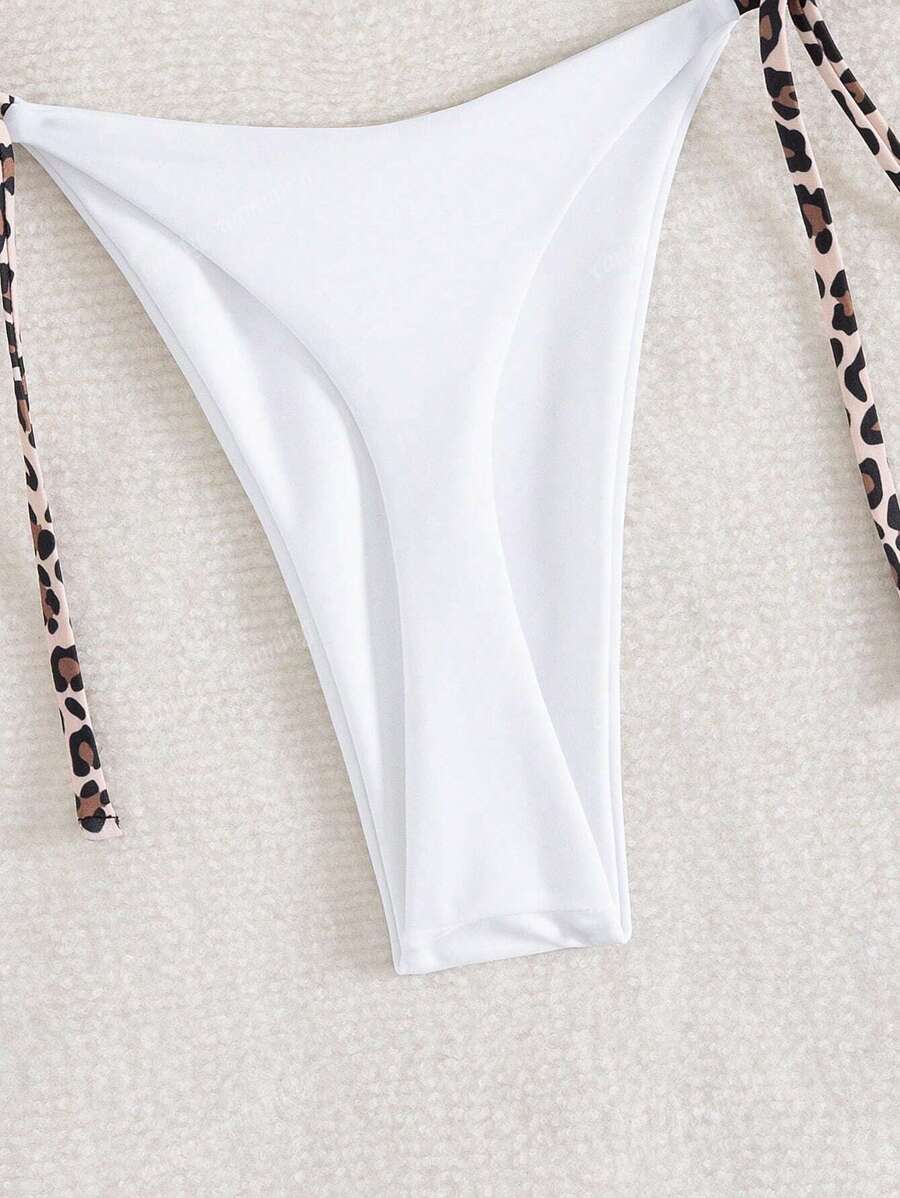 Leopar Desenli Boyundan Bağlamalı Bikini Takımı Niebbla