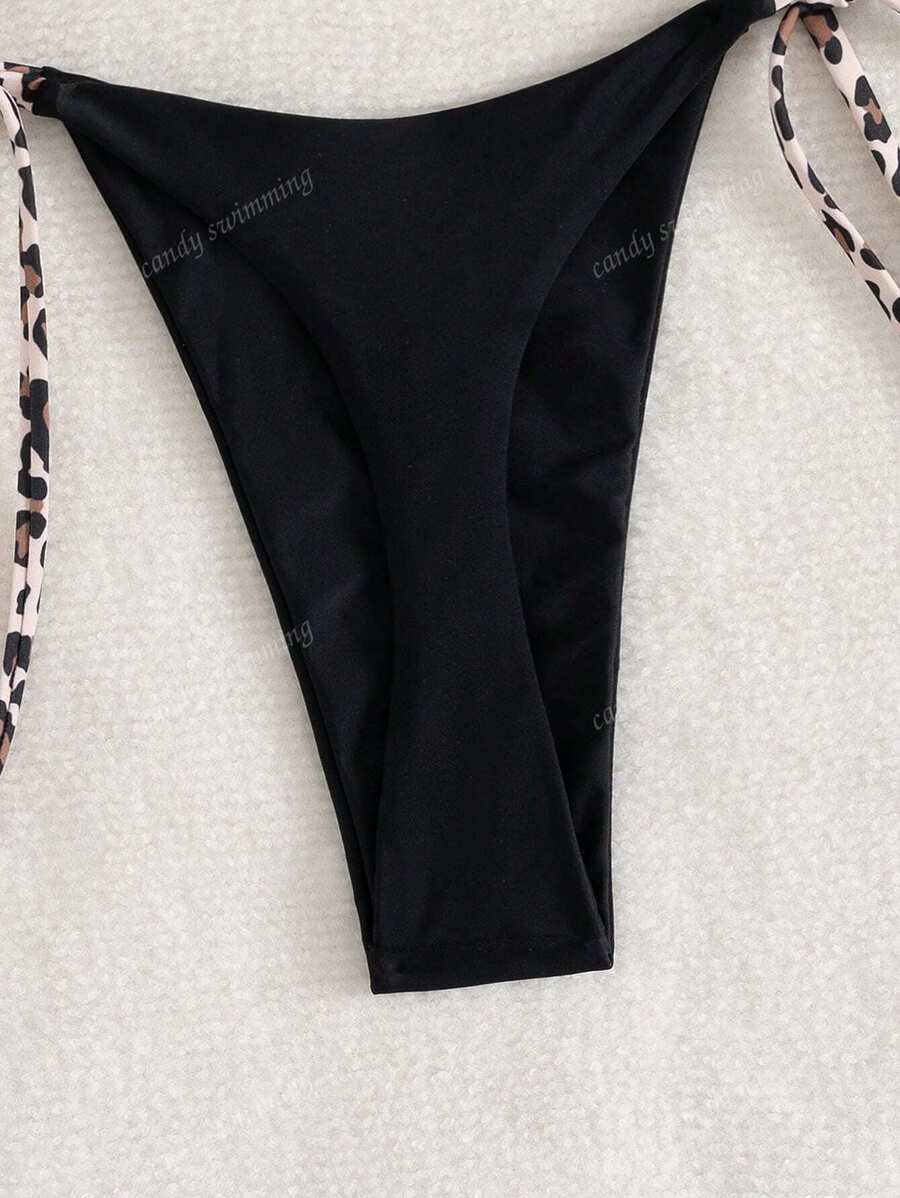 Leopar Desenli Boyundan Bağlamalı Bikini Takımı Niebbla