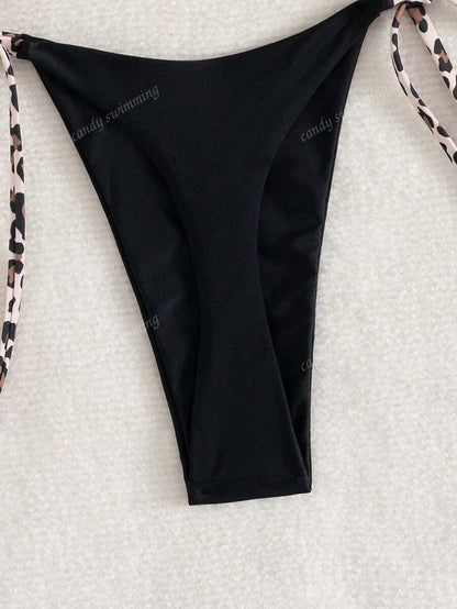 Leopar Desenli Boyundan Bağlamalı Bikini Takımı Niebbla