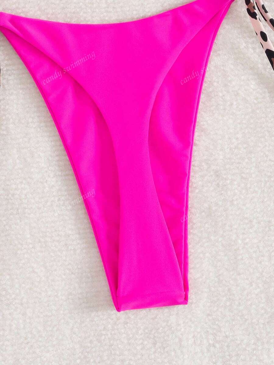 Leopar Desenli Boyundan Bağlamalı Bikini Takımı Niebbla