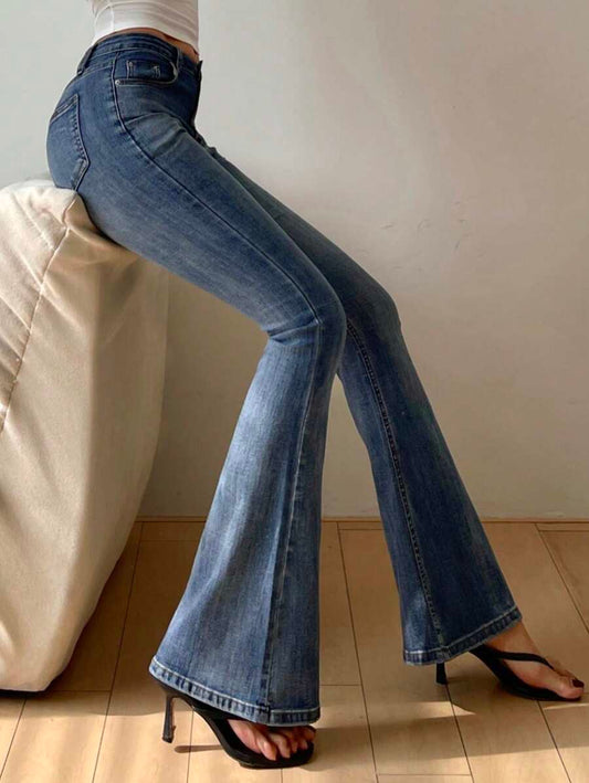 Esnek Slim Fit Yıkamalı Kloş Pantolon Niebbla