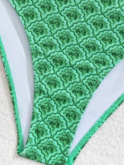 Çiçek Desenli Halter Bağcıklı Bikini Takımı Niebbla
