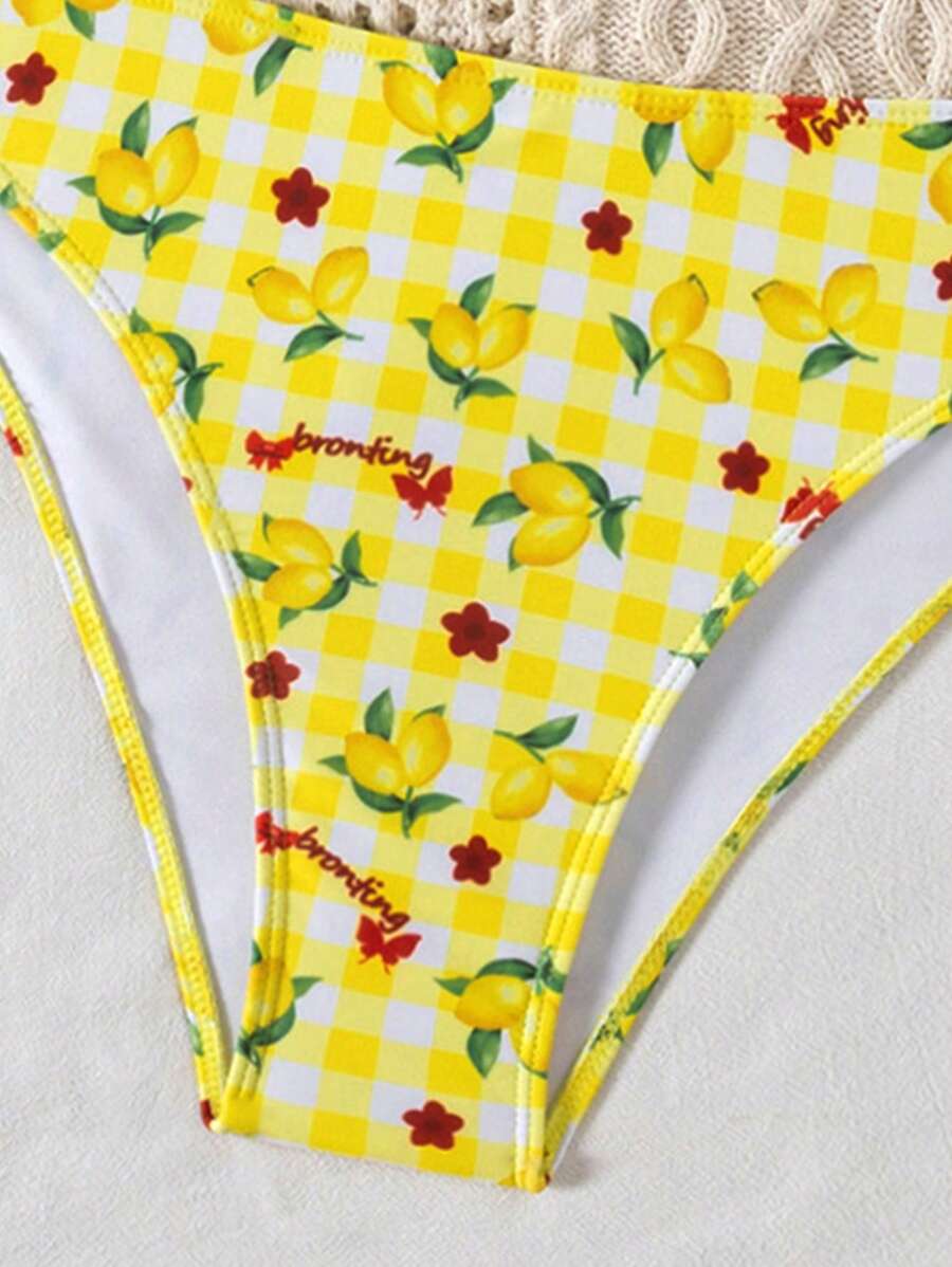 Çiçek Desenli Halter Bağcıklı Bikini Takımı Niebbla