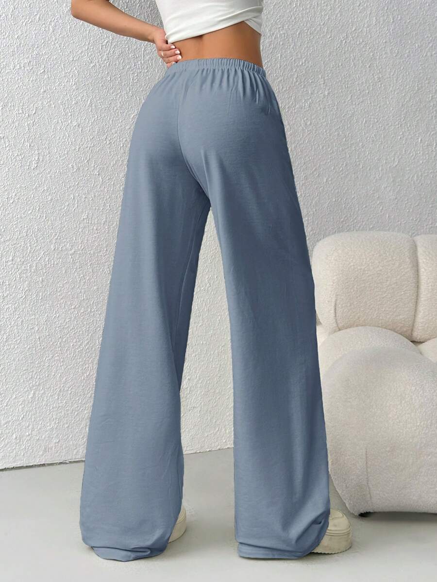 Düz Renk Bağcıklı Bel Düz Paça Jogger Pantolon Niebbla