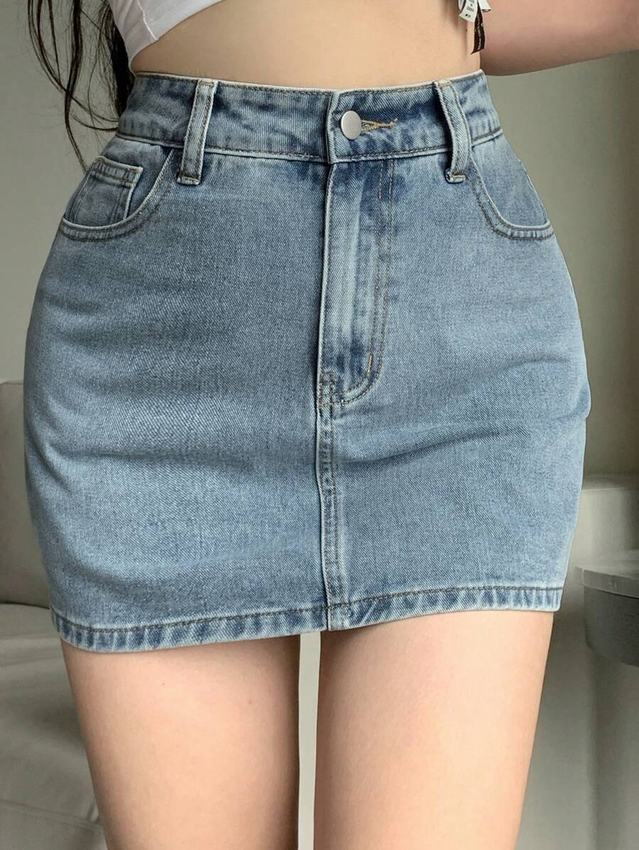 Doğal Dokulu Günlük Kot Etek Niebbla