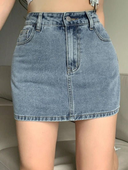 Doğal Dokulu Günlük Kot Etek Niebbla