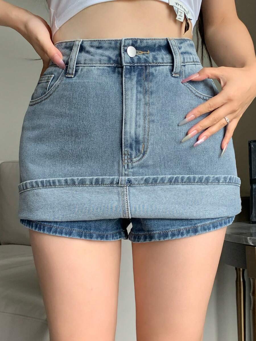 Doğal Dokulu Günlük Kot Etek Niebbla