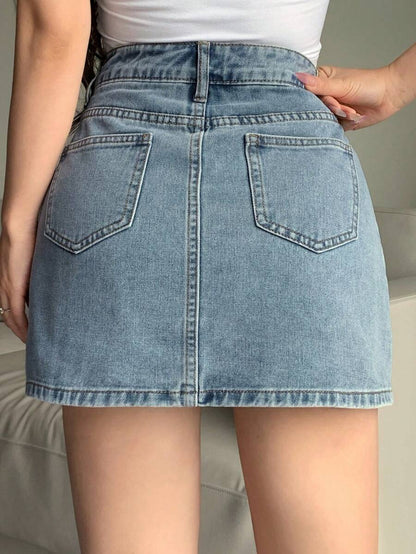 Doğal Dokulu Günlük Kot Etek Niebbla