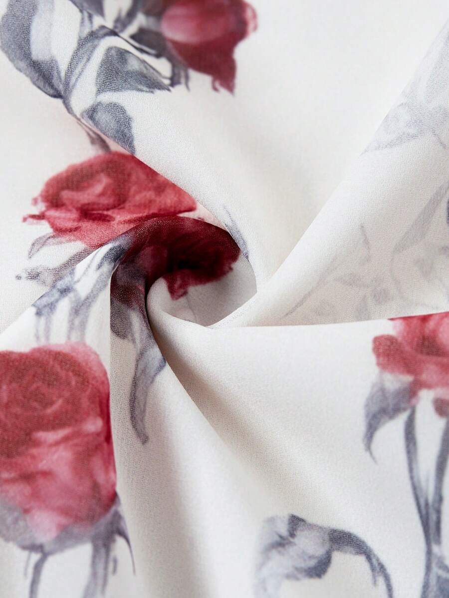 Çiçek Desenli Elastik Bel Günlük Etek Niebbla