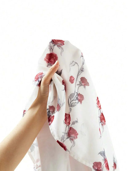 Çiçek Desenli Elastik Bel Günlük Etek Niebbla