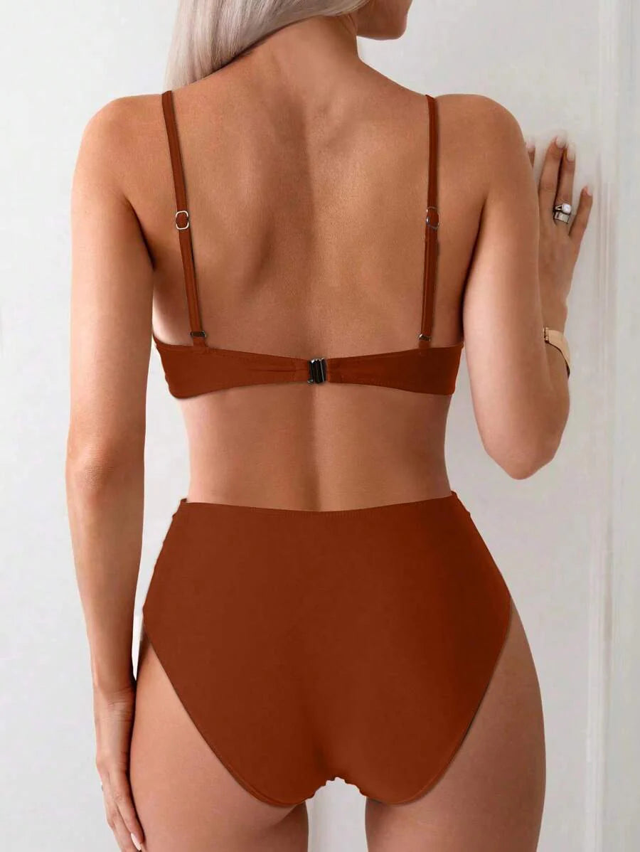 Askılı Yüksek Bel Balenli Bikini Takımı Niebbla
