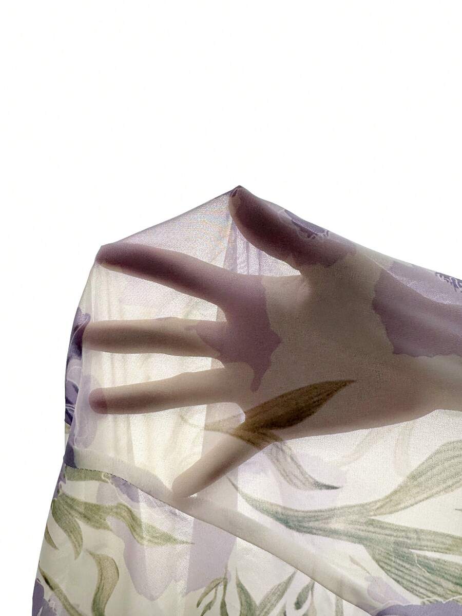 Çiçek Desenli Elastik Bel Günlük Etek Niebbla