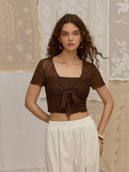 Bağcık Detaylı Romantik Crop Niebbla