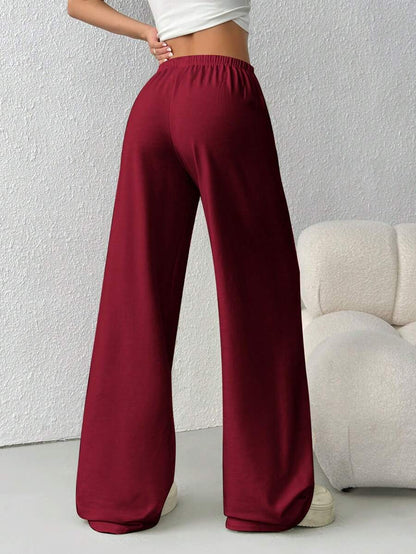 Düz Renk Bağcıklı Bel Düz Paça Jogger Pantolon Niebbla