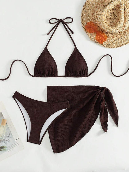 3 Parça Bikini Ve Düğümlü Mini Etek Takımı Niebbla