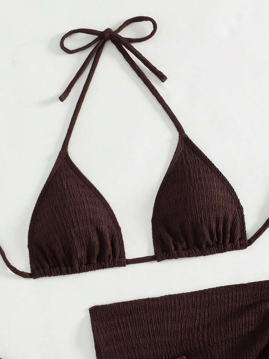 3 Parça Bikini Ve Düğümlü Mini Etek Takımı Niebbla