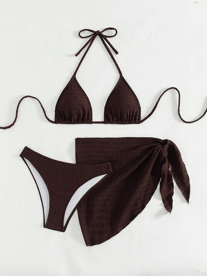 3 Parça Bikini Ve Düğümlü Mini Etek Takımı Niebbla