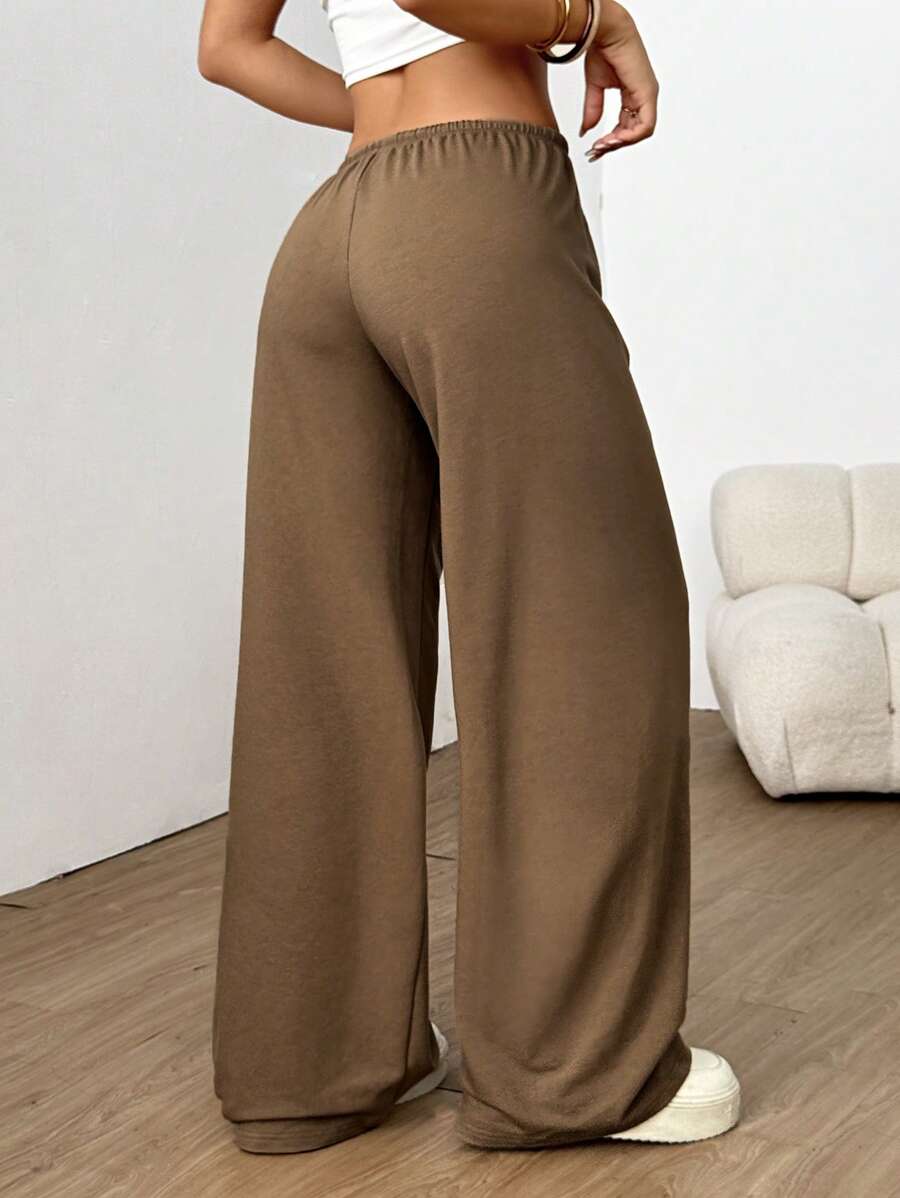 Düz Renk Bağcıklı Bel Düz Paça Jogger Pantolon Niebbla