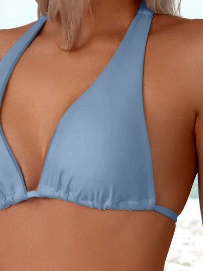 Düz Renk Halter Bağcıklı Bikini Takımı Niebbla