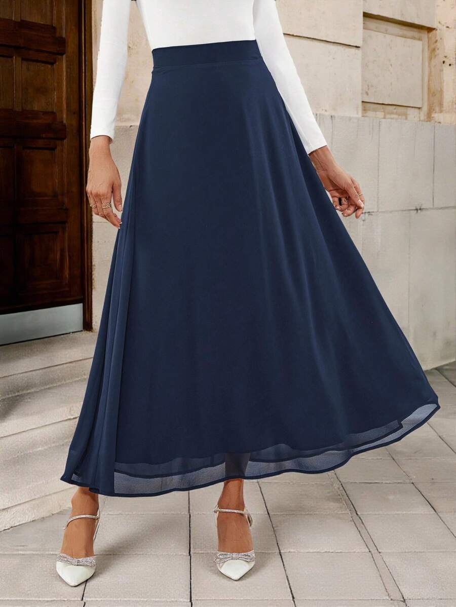 Çiçek Desenli Elastik Bel Günlük Etek Niebbla