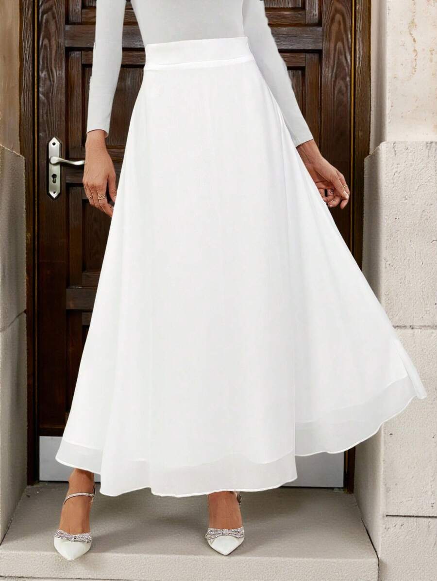 Çiçek Desenli Elastik Bel Günlük Etek Niebbla