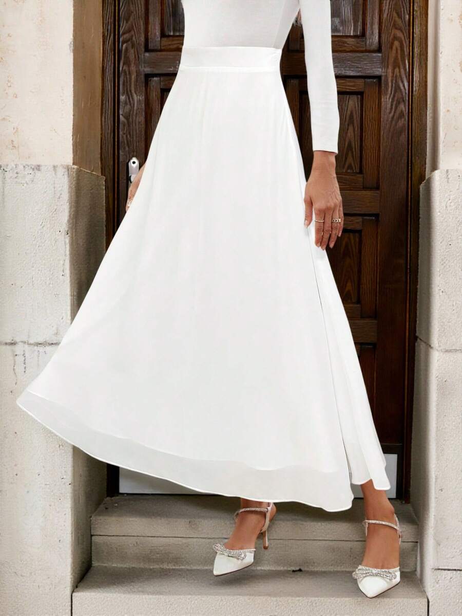 Çiçek Desenli Elastik Bel Günlük Etek Niebbla