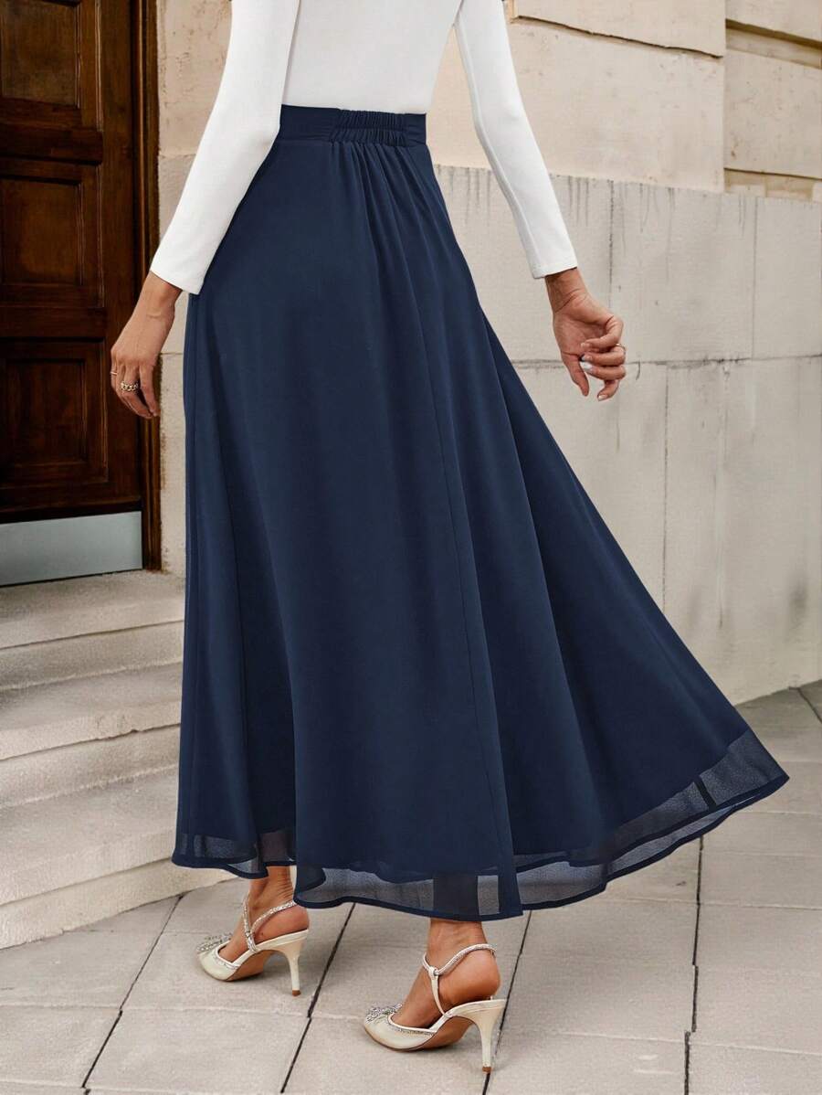 Çiçek Desenli Elastik Bel Günlük Etek Niebbla