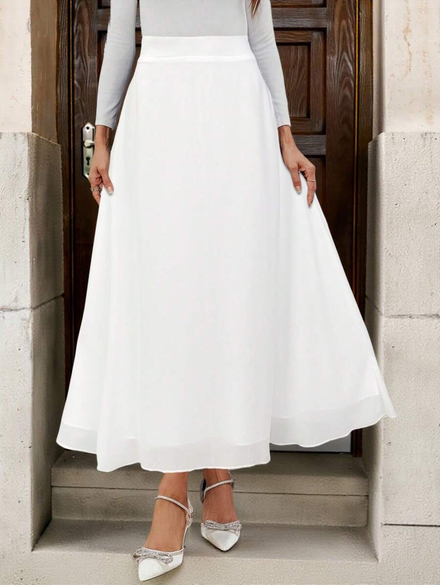 Çiçek Desenli Elastik Bel Günlük Etek Niebbla