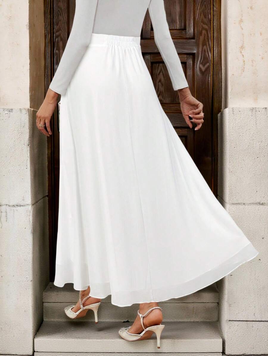 Çiçek Desenli Elastik Bel Günlük Etek Niebbla