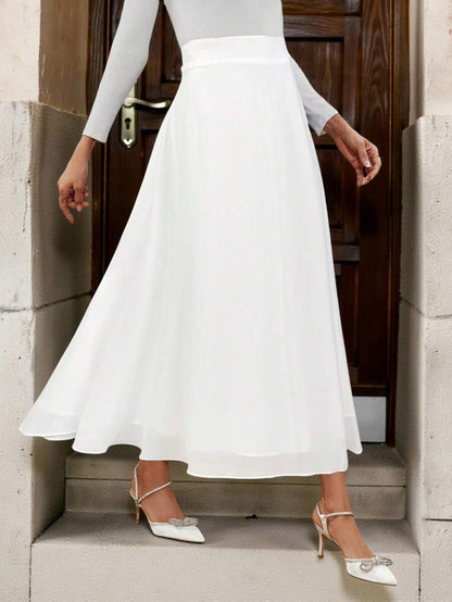 Çiçek Desenli Elastik Bel Günlük Etek Niebbla