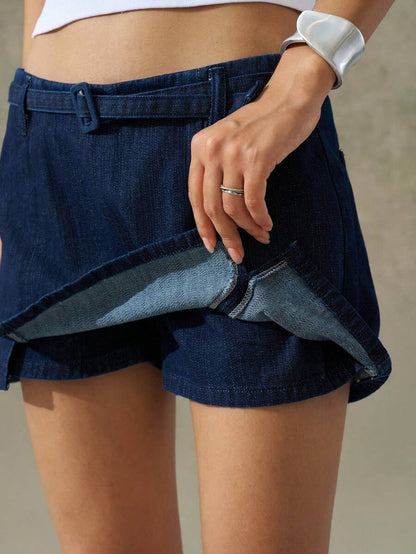 Kemerli Günlük Kot Şort Niebbla