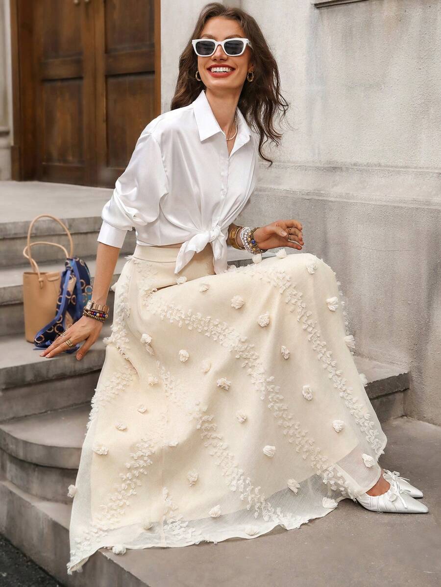 Çiçek Desenli Elastik Bel Günlük Etek Niebbla