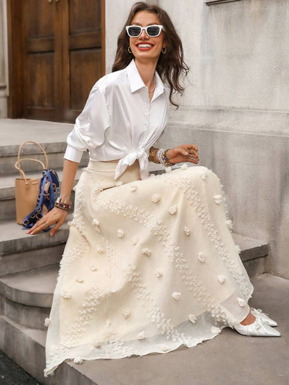 Çiçek Desenli Elastik Bel Günlük Etek Niebbla