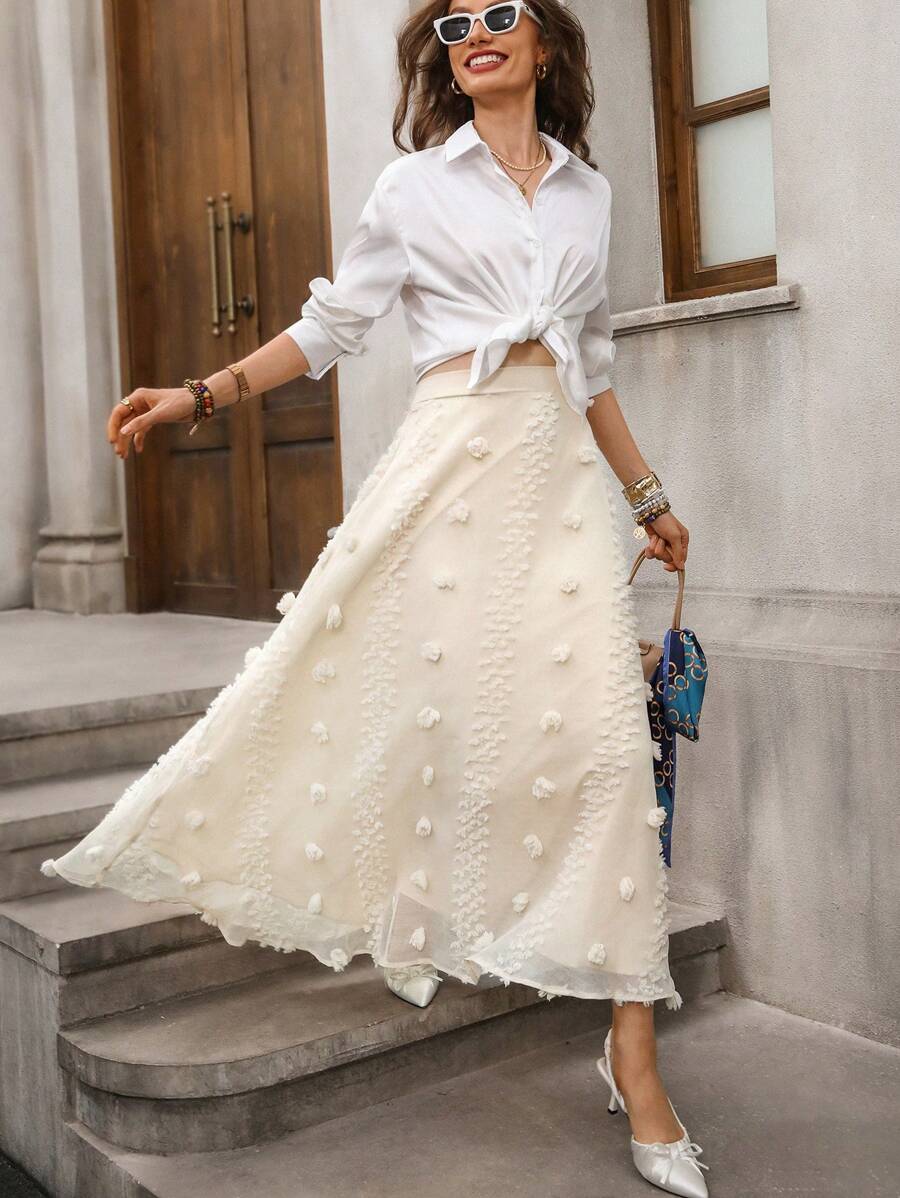 Çiçek Desenli Elastik Bel Günlük Etek Niebbla