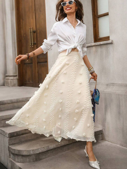 Çiçek Desenli Elastik Bel Günlük Etek Niebbla