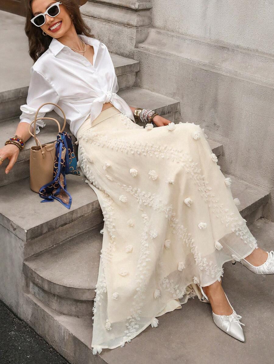 Çiçek Desenli Elastik Bel Günlük Etek Niebbla