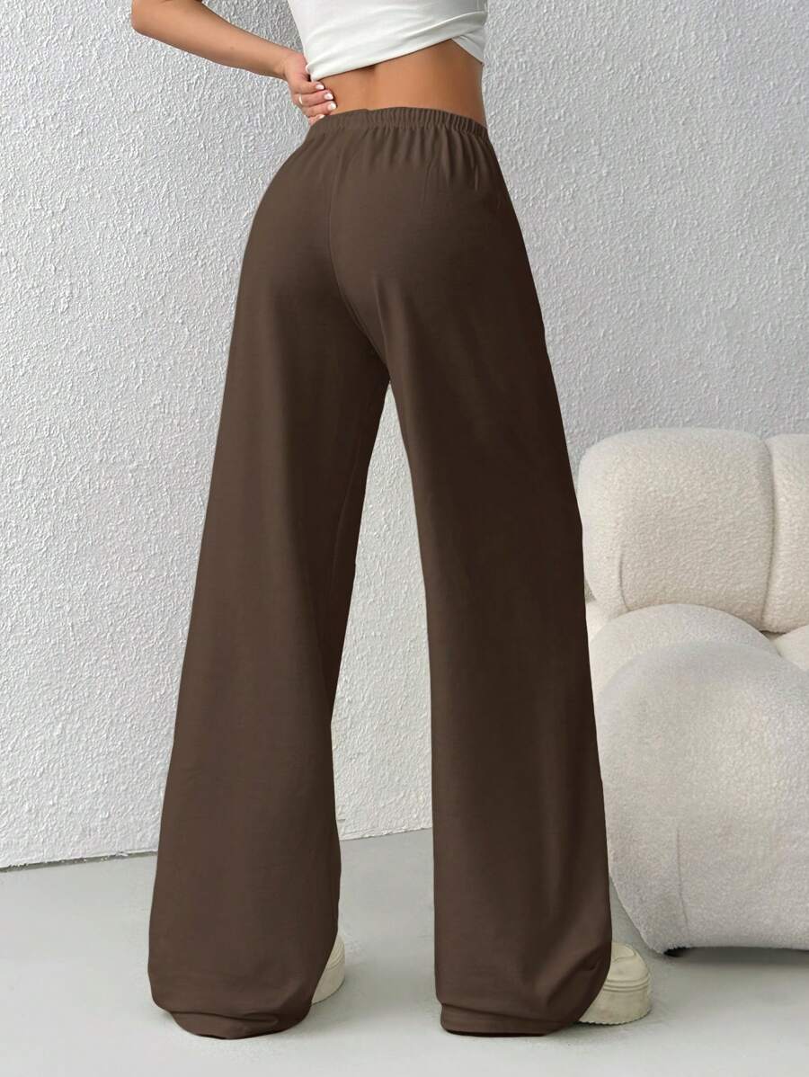 Düz Renk Bağcıklı Bel Düz Paça Jogger Pantolon Niebbla