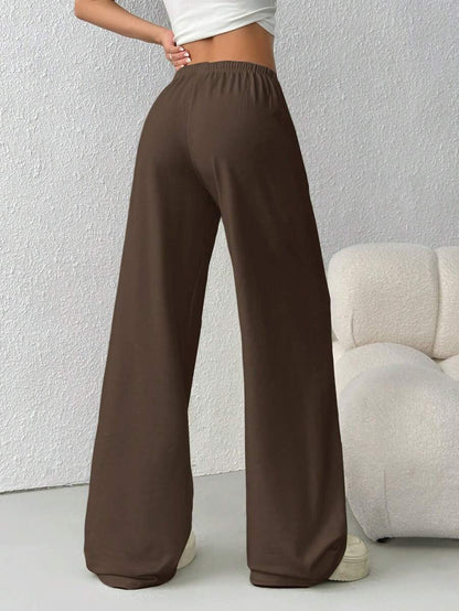 Düz Renk Bağcıklı Bel Düz Paça Jogger Pantolon Niebbla