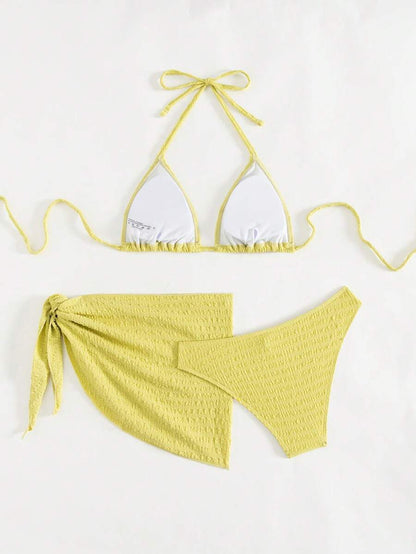 3 Parça Bikini Ve Düğümlü Mini Etek Takımı Niebbla